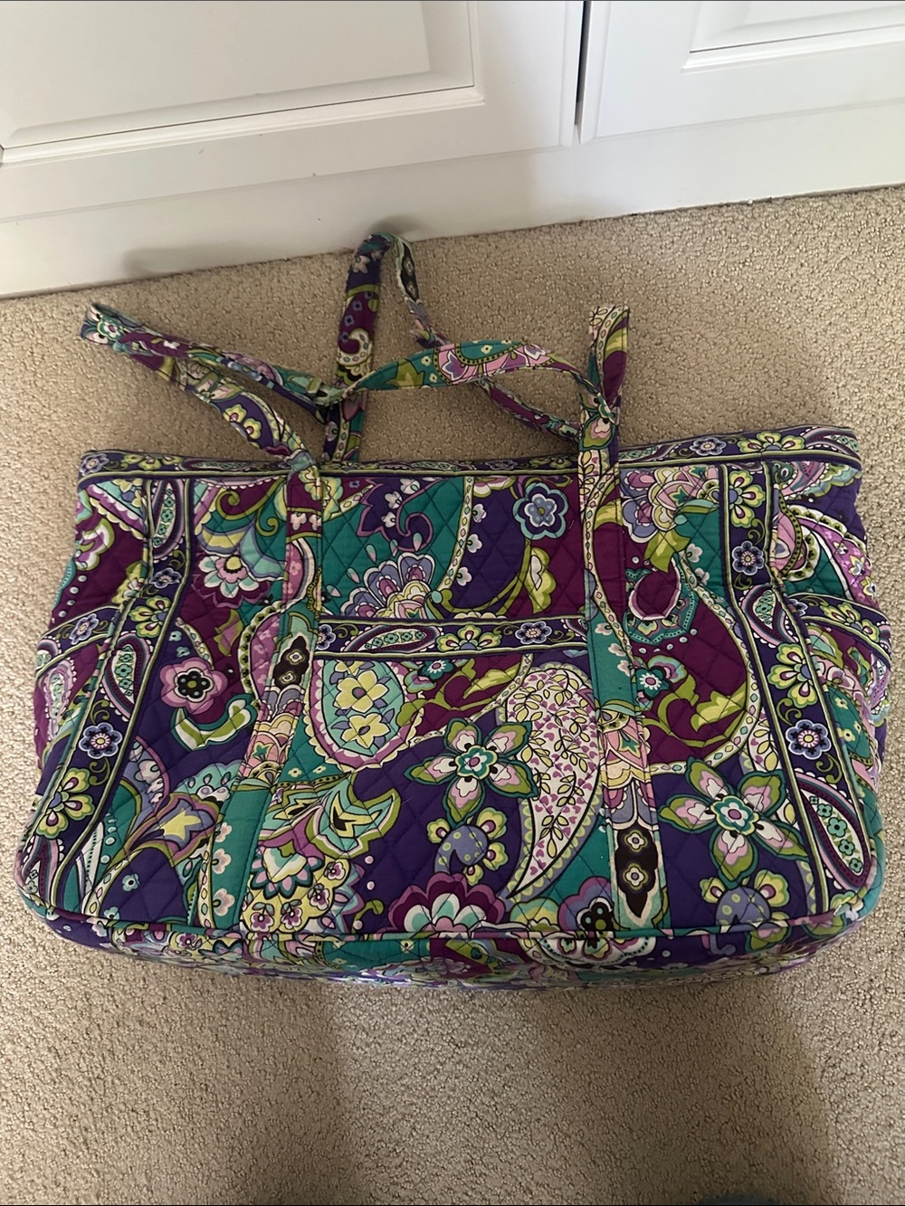 Vera Bradley Purple Teal Paisley Quilted Weekender Bag